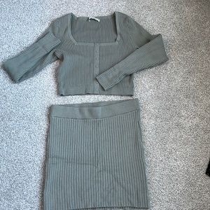 Sweater mini skirt and cropped sweater set